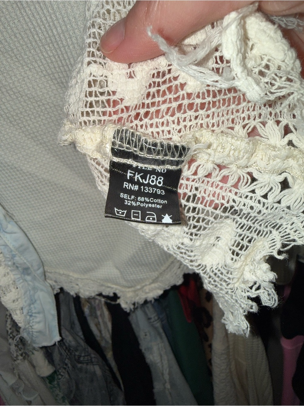 POL Boho Patchwork Lace Denim Shirt Jacket - Cream & Light Blue - Picture 5 of 6